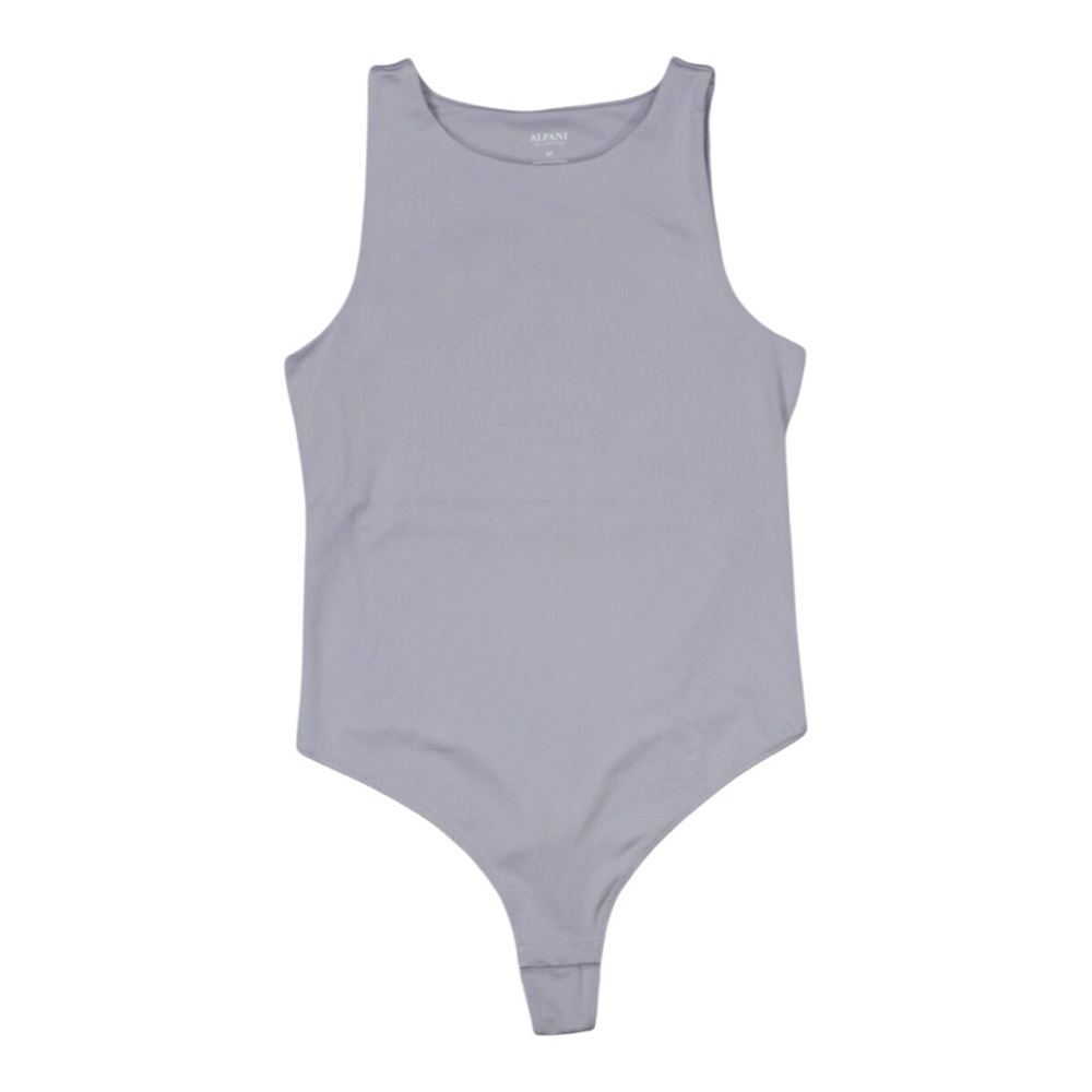 Alfani Gray High Neck Sleeveless Thong Bodysuit
